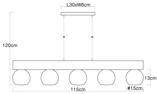 Lustră pe cablu MOITAS 5xE27/40W/230V Globo 15656-5H