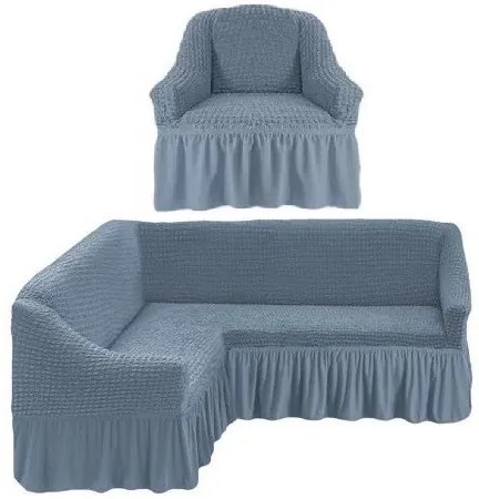 Set husa elastica si creponata cu volan pentru coltar + fotoliu, HC-04-1