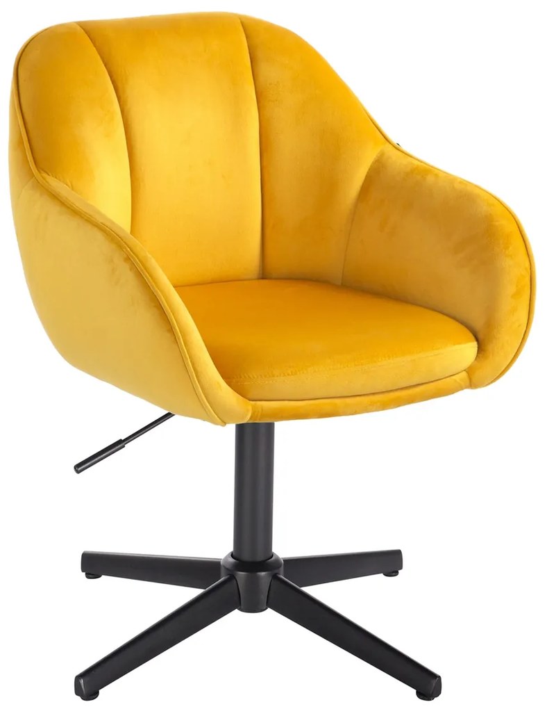 HR2055CROSS Scaun Galbenă din Catifea cu Bază Neagră