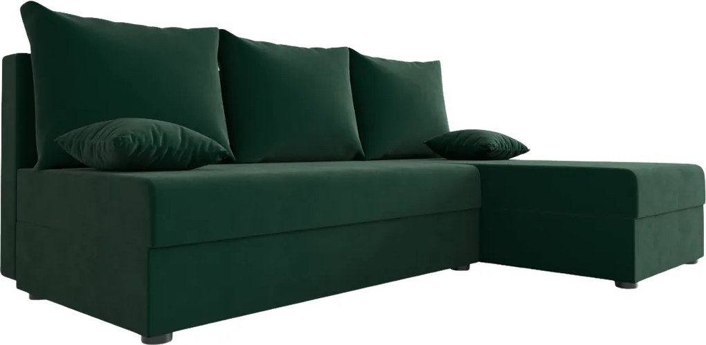 Set de canapea extensibila reversibila in forma de L VALERIO SLIM 200x140 cm, verde inchis + 2 perne GRATUIT