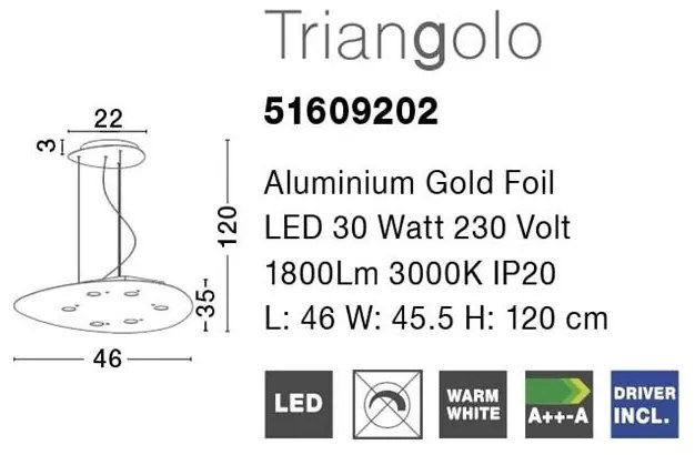 Lustra LED suspendata design modern Triangolo aurie