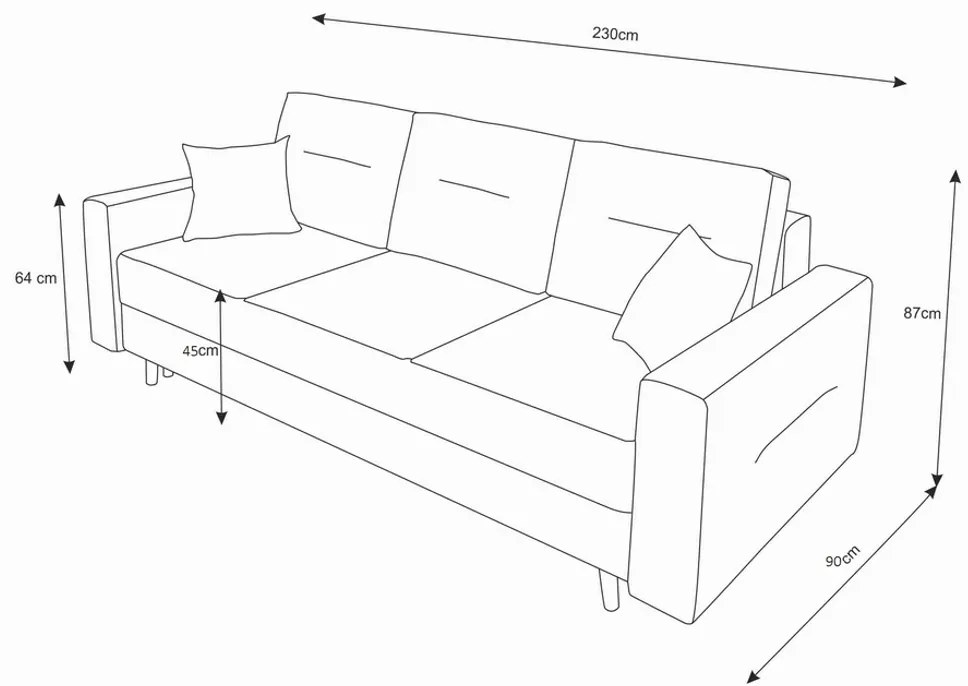 Supermobel Canapea extensibilă tapițată BERGEN, 230x87x87, itaka 16