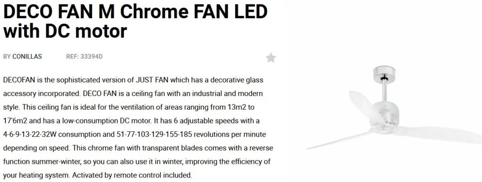 Ventilator cu telecomanda DECO FAN M transparent