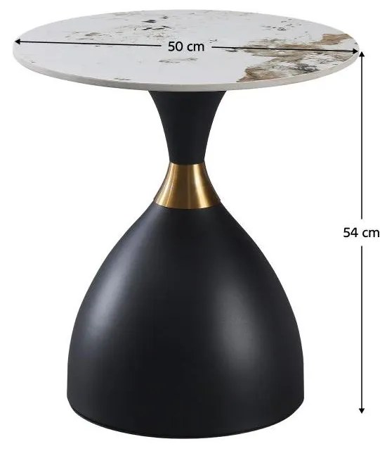 Măsuță de cafea Odoso (marmură albă + negru + auriu) . 1096918