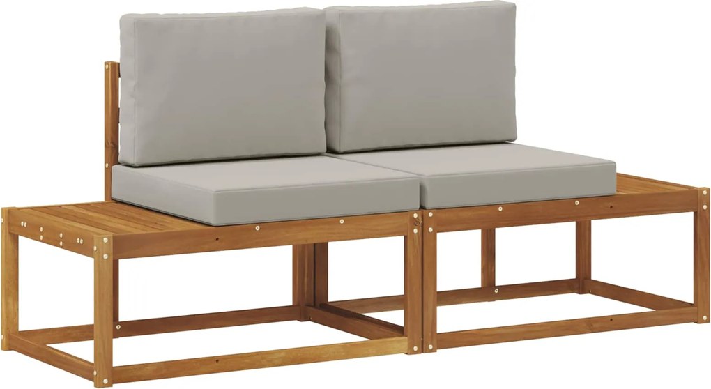 vidaXL Canapea de exterior cu pernă 2 Bucată Gri natural și deschis