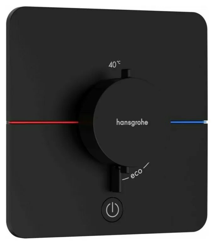 Baterie dus termostatata incastrata negru mat Hansgrohe ShowerSelect Comfort Q 1 functie si iesire suplimentara