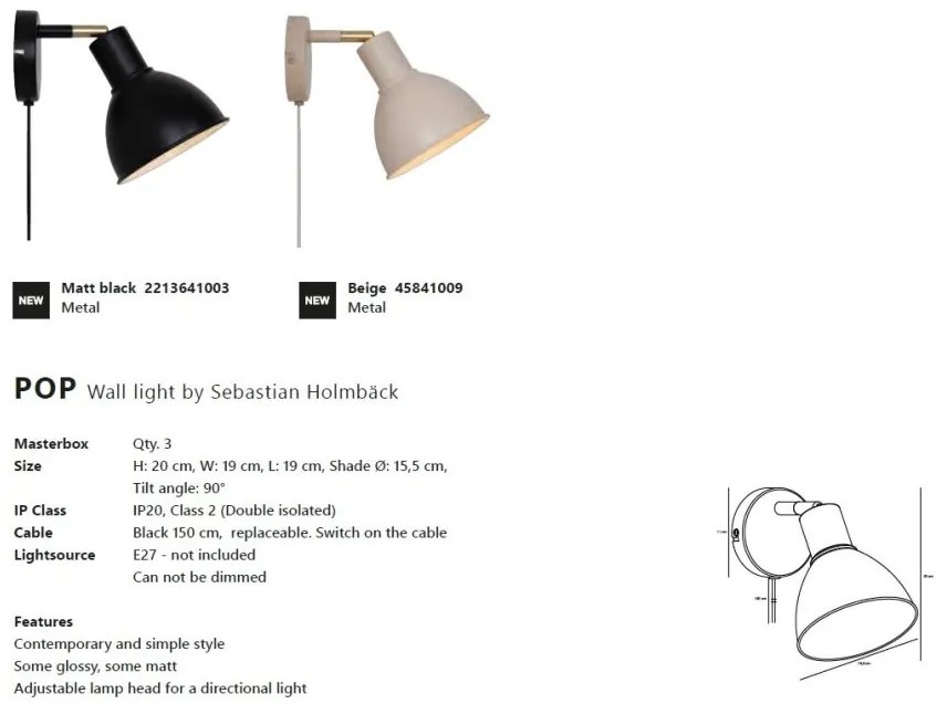 Aplica de perete design modern Pop bej