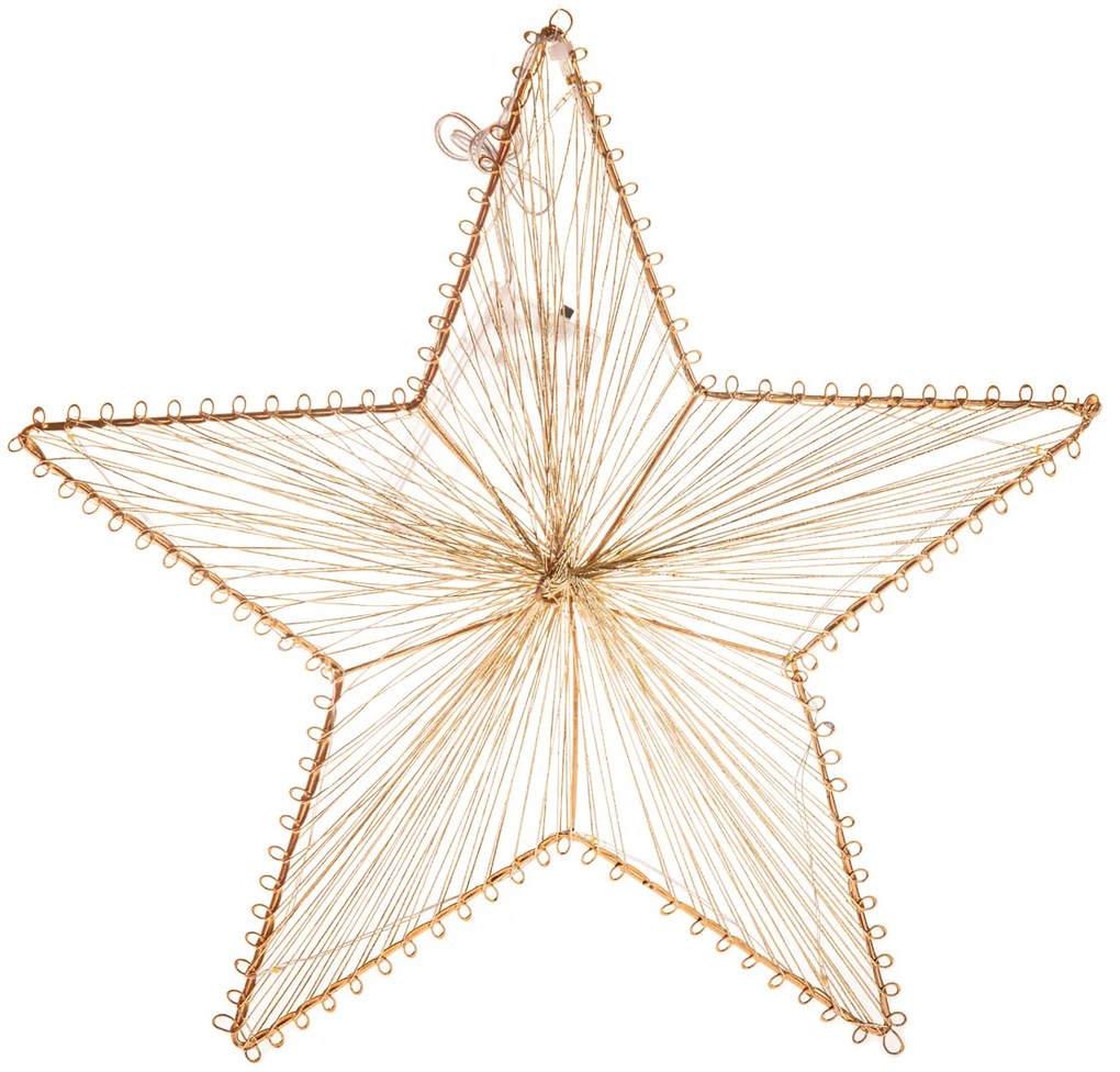 Stea metalică suspendată Golden Glow, 30 x 29 cm,10 LED-uri