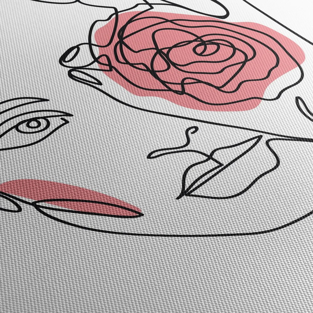 Tablou - Linie de artă față cu trandafir (70x50 cm)