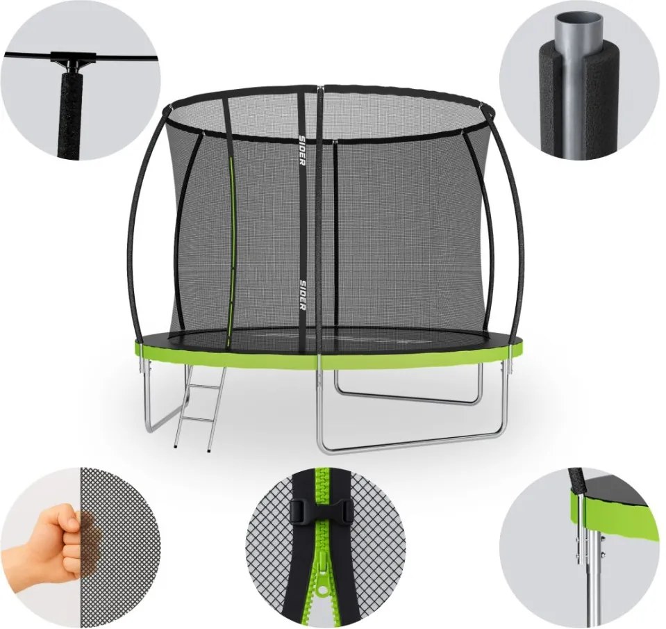 Trambulină de grădină pentru copii SIDER 10FT  - Ø 312 CM cu plasă în interior și scară