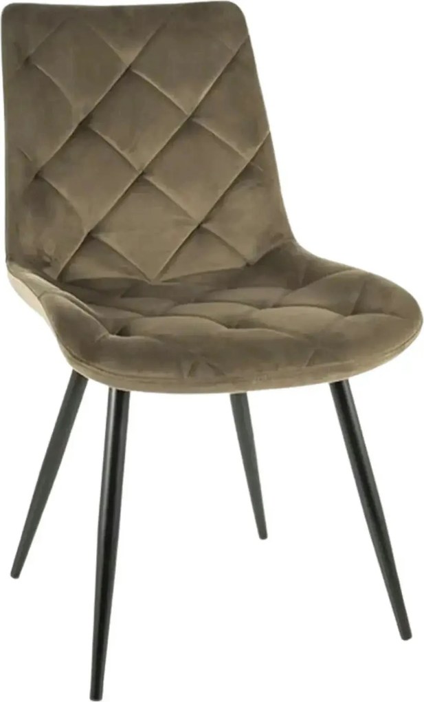 Scaun RALPH, verde olive/negru, stofa catifelata/metal, 51x42x88 cm
