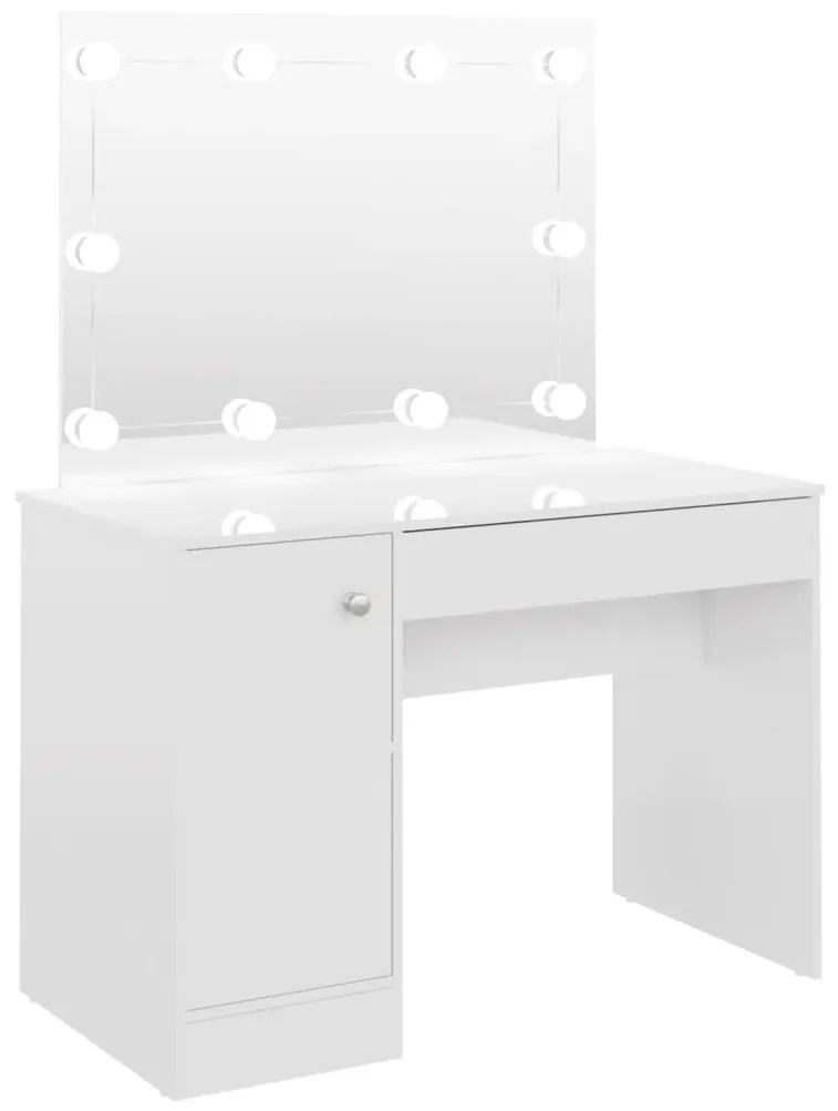 331547 vidaXL Masă de machiaj cu lumini LED alb strălucitor 110x55x145 cm MDF