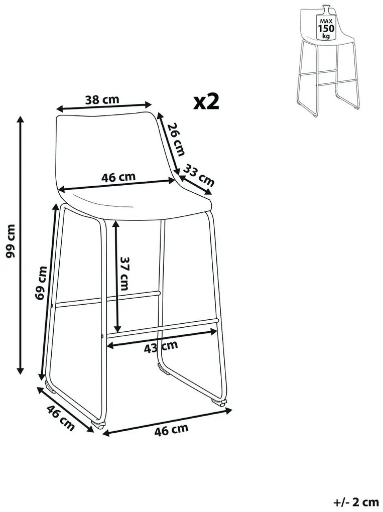 Set scaune tip bar 2buc. Franklin (maro auriu). 1009963