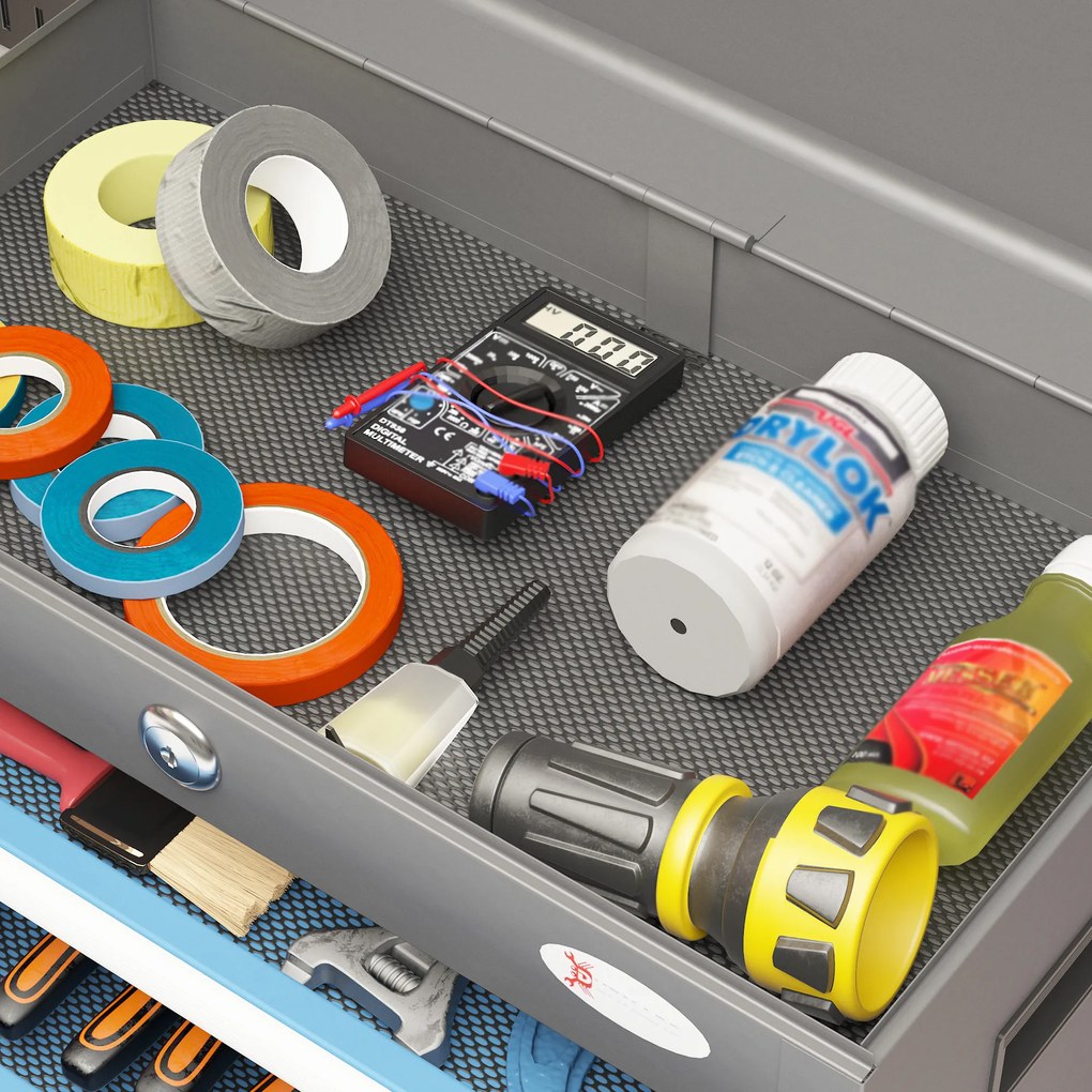 DURHAND Caisse boite à outils en metal cu 4 sertare și 1 blat superior, blocabil cu 2 chei furnizate, 2 mânere | Aosom Romania