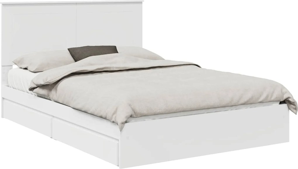 vidaXL Pat cu storage cu headboard Alb 150 x 200 cm Lemn compozit