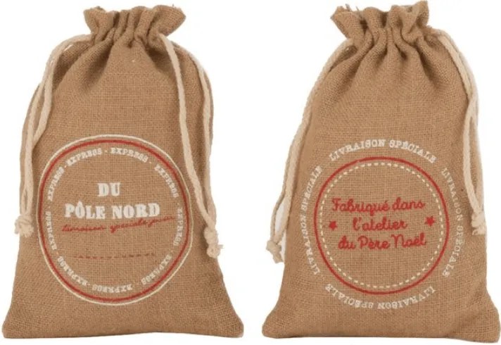 Sacosa cadou din iuta NOEL 19x29 cm, maro