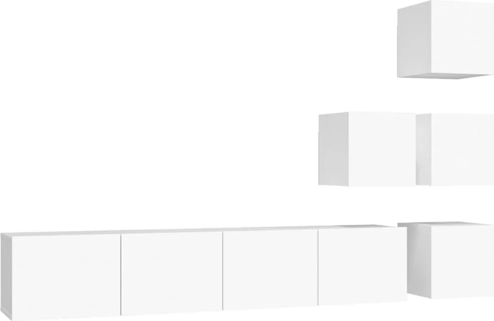 vidaXL Dulap TV montat pe perete, alb, lemn prelucrat