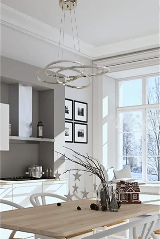 Lustra coloare crom cu led,3 color lumina homs ro,lx,40025