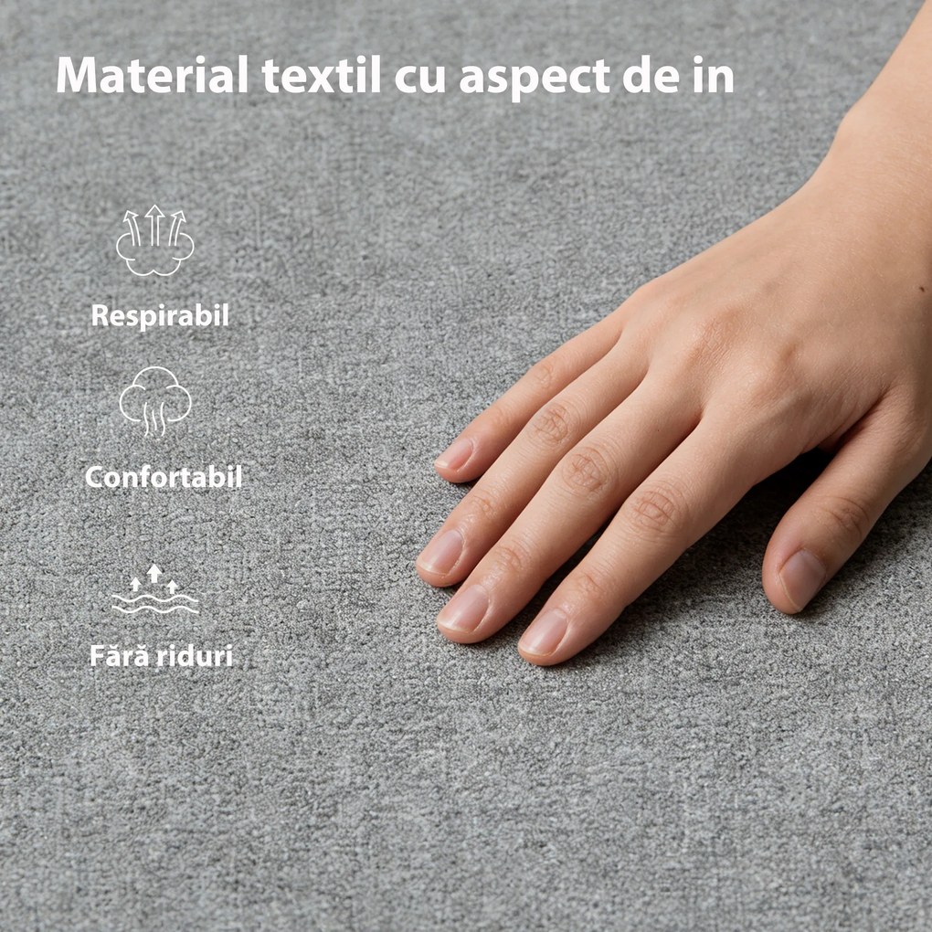 HOMCOM Cadru Pat Matrimonial 140x190 cm, Pat cu Spațiu de Depozitare, Pistoane cu Gaz, Lamele din Lemn, Fără Saltea, Silențios, Ușor de Montat, Înălțime 28 cm, Gri | Aosom Romania