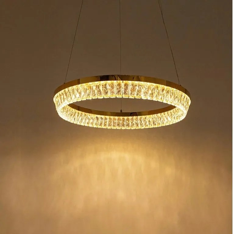 Lustra suspendata LED, Metal, Sticla, SAYOV 60 auriu