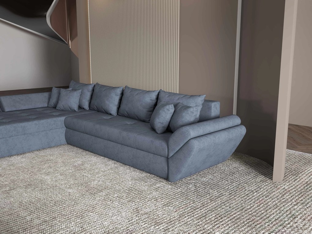 Colțar extensibil dumonde cu ladă de depozitare si sezut confortabil din spuma high-density, Loana XL Enjoy Antracit 335x185 cm