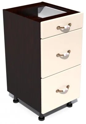 Corp inferior 40 cu 3 sertare metalice pentru greutate Zebra MDF vanilie simplu