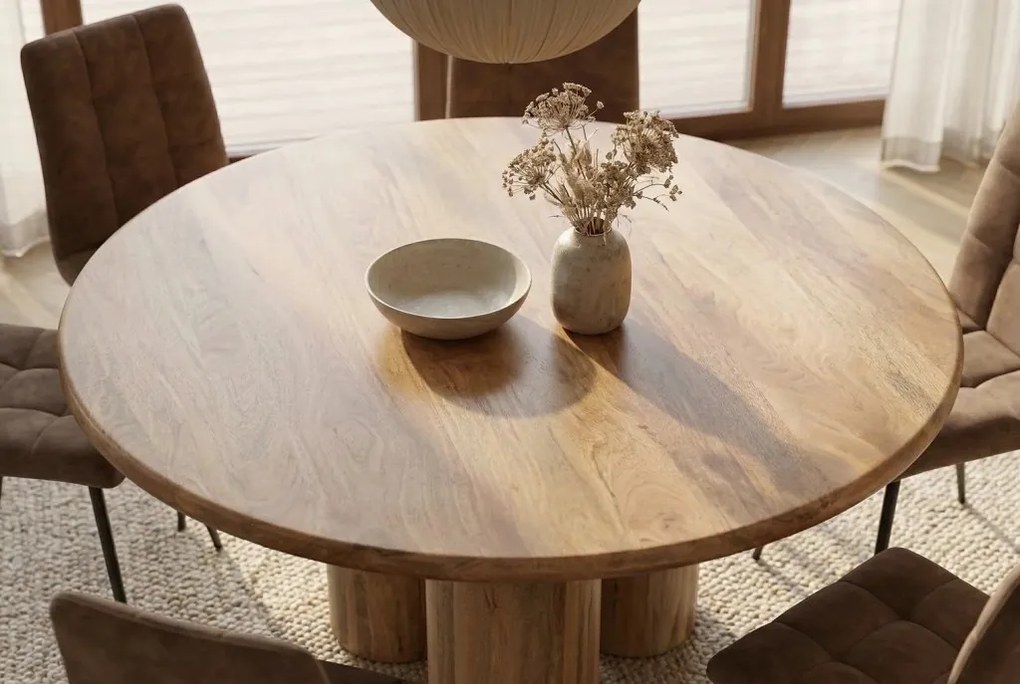 Masa rotunda ART DECO 140cm lemn masiv de mango natural
