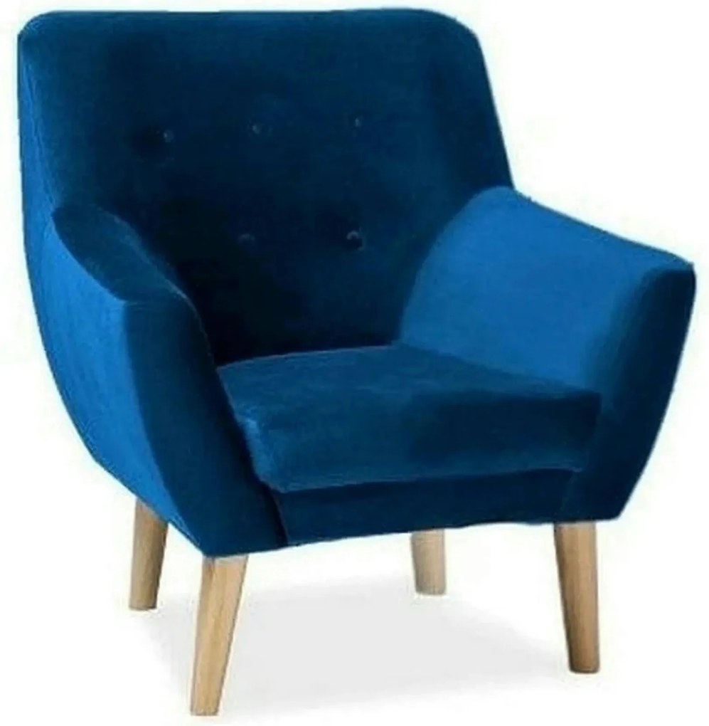 Fotoliu NORDIC 1, stofa catifelata albastru - Bluvel 86, 76x75x90 cm