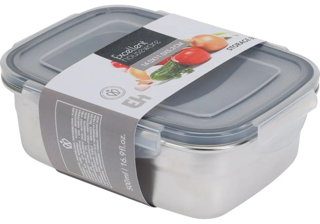 Caserolă din oțel inoxidabil Excellent Houseware cu capac din plastic 500 ml, 0,5 l