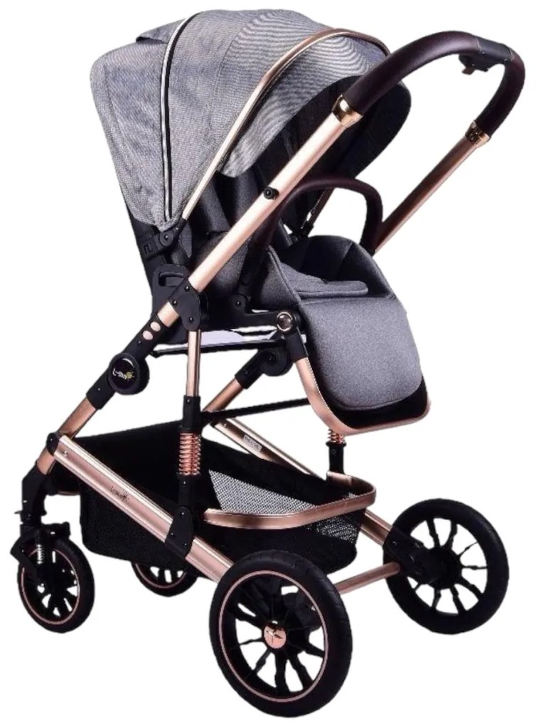 Carucior 2 in 1 reversibil si pliabil cu geanta inclusa, 0-36 luni, Gri - CPC-59-gri