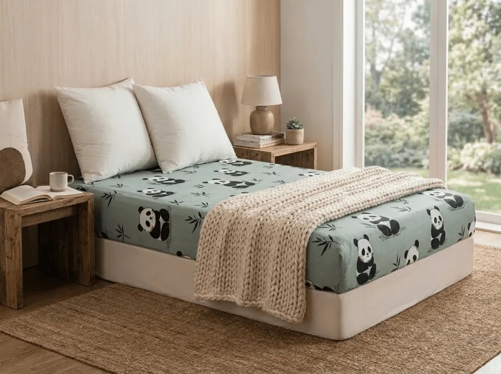 Cearsaf din microfibra PANDA RELAX mentol 90x200 cm