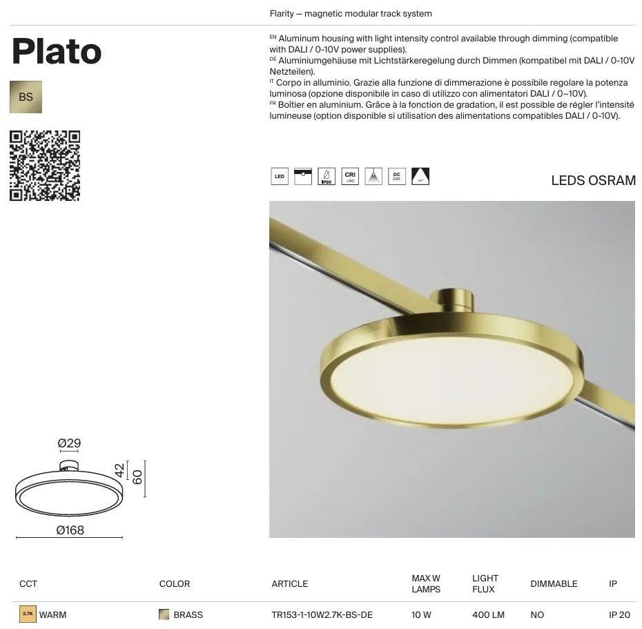 Accesoriu, Spot pentru Sistem Modular Magnetic Flarity, Plato alama