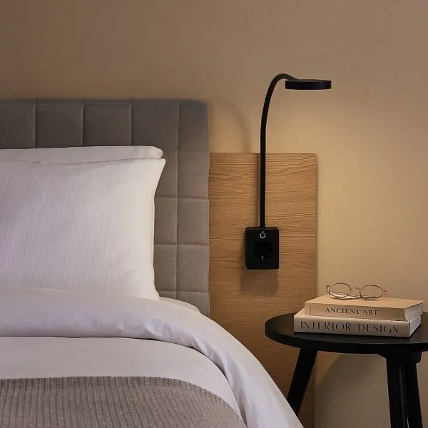 Rabalux 71283 - Lampă de perete LED dimmabilă TIVRO E 4W/230V cu port USB pentru priză, neagră