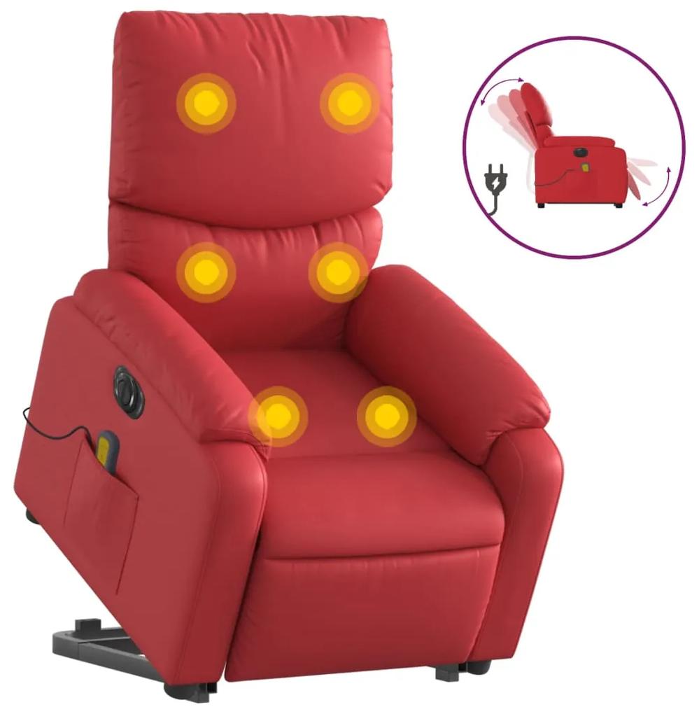 3204912 vidaXL Fotoliu electric masaj rabatabil cu ridicare, roșu