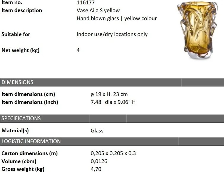 Vaza flori, Vas decorativ Aila S galben