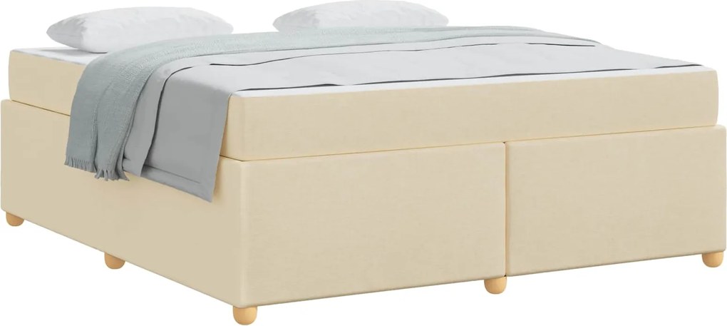 vidaXL Cadru de pat cu saltea Crem 180 x 200 cm țesătură