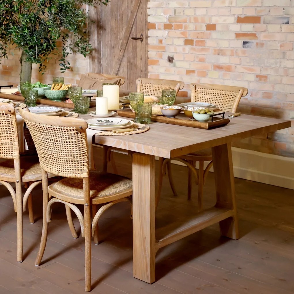 Masă de dining natur din lemn reciclat, H77/L200/W110 cm