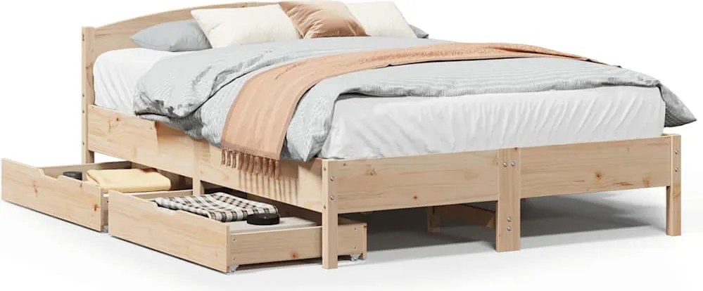 vidaXL Cadru de pat fără saltea, 140x190 cm, lemn masiv de pin