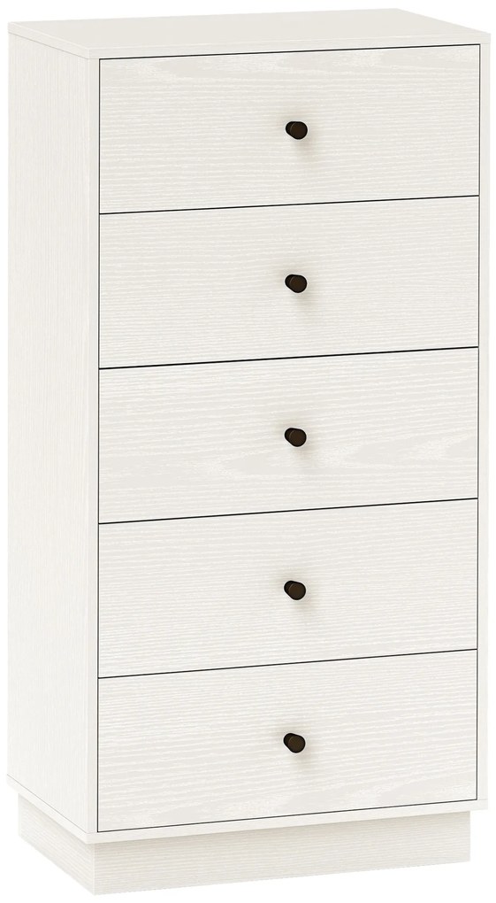 HOMCOM Comoda 5 sertare, mobilier de depozitare inalt si ingust, stil modern pentru camera de zi, living - 47x29x95cm, alb | Aosom Romania