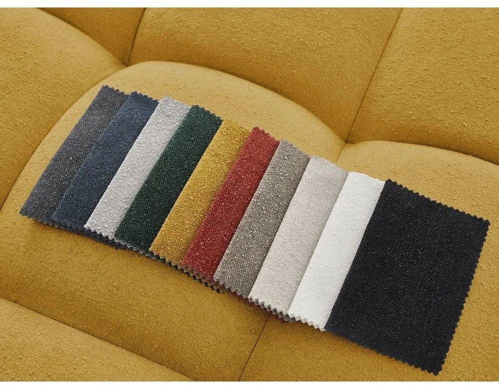 Taburet galben muștar cu tapițerie din chenille Everest – Bobochic Paris