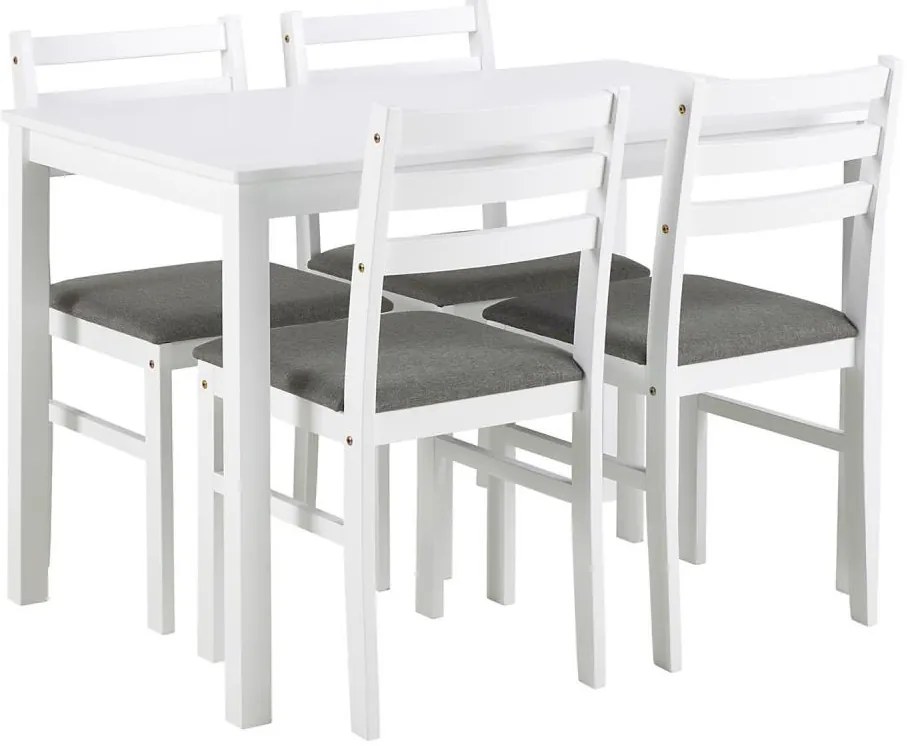 Set de masă de sufragerie și 4 scaune EMILY alb
