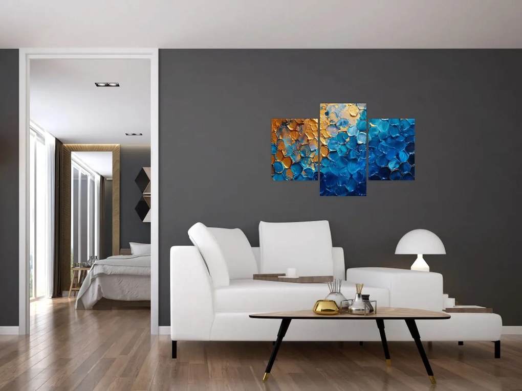 Tablou - Pictura albastru-auriu (90x60 cm)