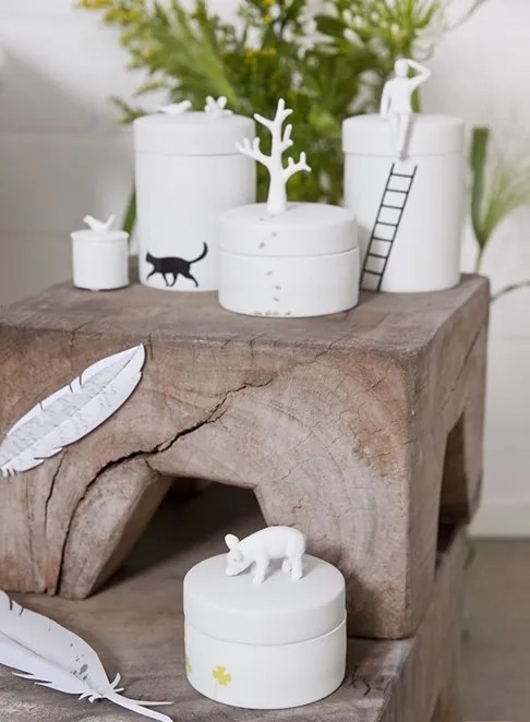 Doza de portelan alb pentru cafea PORCELAINSTORIES CAN CAT