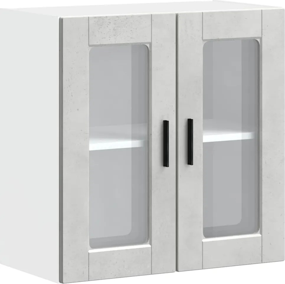 vidaXL Dulap de bucătărie cu ușă din sticlă „Porto” gri beton