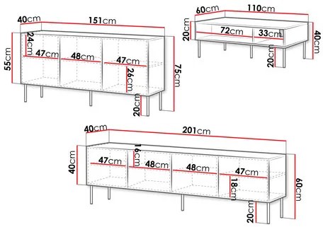 Set mobilier living Godzes Bis II (Negru) . 1105955