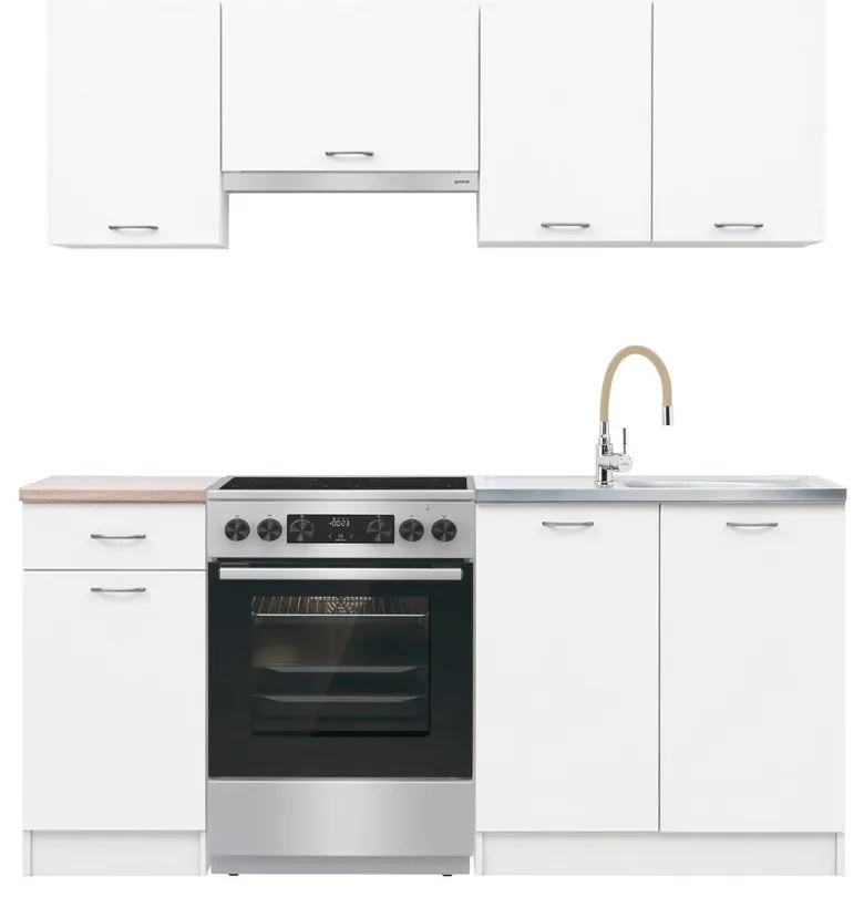 Mobilă de bucătărie Praktik 180, corp alb, față albă