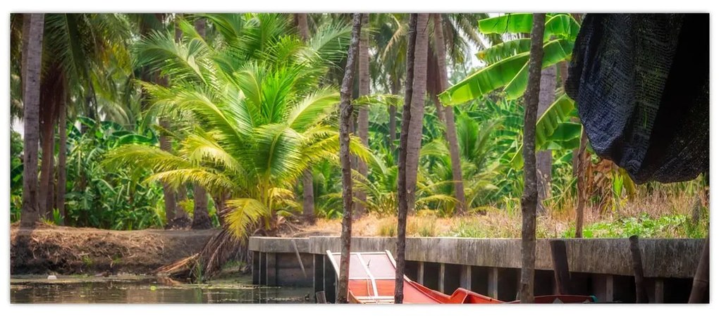 Tablou - Nava din lemn în canal , Thailand (120x50 cm)
