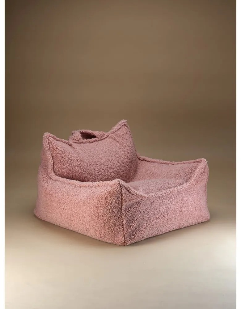 Fotoliu puf pentru copii roz cu tapițerie din țesătură bouclé Chair – Wigiwama