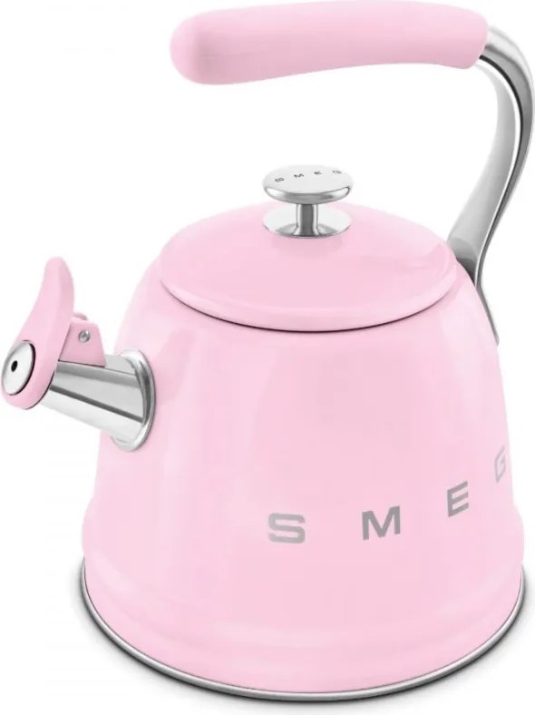 Ceainic cu fluier Smeg WKF01PK, 2,3 l, Inductie, Maner rece, Otel, Roz