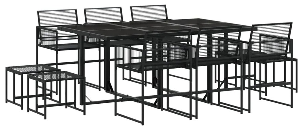 3295054 vidaXL Set mobilier de grădină, 11 piese, negru, poliratan